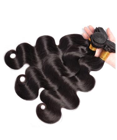 12 Inch Brazilian Virgin Hair Bundles - Body Wave 3 Bundles, Natural Black Color, 8A Grade, Double Weft Weave Extensions for Black Women - Buy Online on GoSupps.com