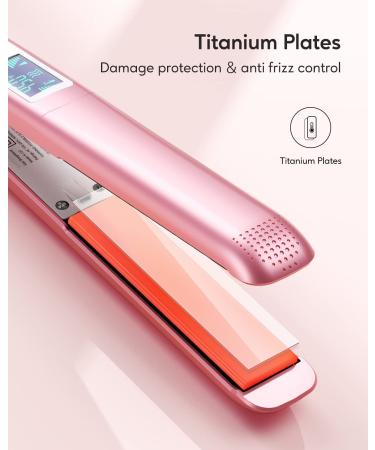 Rose Gold Salon Flat Iron with Titanium Plates - Frizz-Free Hair, Dual Voltage & Auto Shut-Off - Buy Online on GoSupps.com