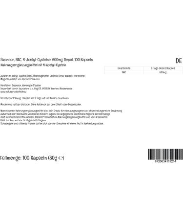 Soy-Free NAC 600mg Depot 100 Capsules | High-Dose Lab-Tested | Gluten-Free Non-GMO | Swanson - Buy Online on GoSupps.com