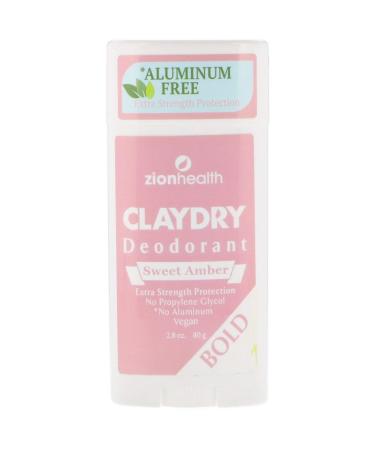 Zion Health Bold Clay Dry Deodorant Sweet Amber 2.8 oz (80 g)