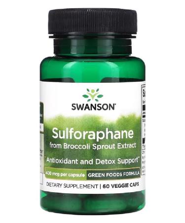 Swanson - Sulforaphane 400 mcg | Antioxidant Support & Liver Detoxification - 60 Capsules