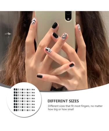 Frcolor Black & White Cow Matt Fake Nails Acrylic Press-On Nail Art Tips | Nightclub-Ready Square Nails for Women - Buy Online on GoSupps.com