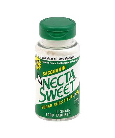 Necta Sweet Saccharin Tablets, 1-Grain, 1000 Tablet Bottle 1000 Count (Pack of 1)