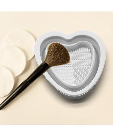 Makeup Brush Cleaning Mat Silicone Cosmetic Brush Cleaning Pad Heart Foldable Brush Cleaning Bowl Portable Cosmetic Brush Cleaner Washing Tool for Makeup Brushes A7ZDQJW (grey) - Buy Online on GoSupps.com