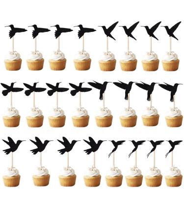 24 Pieces Hummingbird Cupcake Toppers Bird Cupcake Topper Bird Decoration Bird animal themed pet cake decoration Baby Shower decoration Boys Girls Happy Birthday Party Decorations Supplies