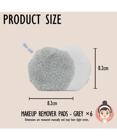 Superu Round Washable Cotton Pads - 6er Set | Reusable Makeup Towels | Hypoallergenic Facial Cleaning | Pore-Deep Cleansing with Laundry Bag | Eco-Friendly Grey - Buy Online on GoSupps.com