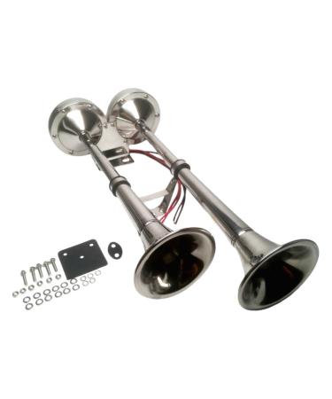 Pactrade Marine Boat Stainless Steel Electric Dual Trumpet Horn Complete Set 12V-150db for Pontoon RV Car Truck Boat