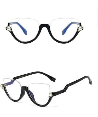 KDOQ Semi Rimless Blue Light Blocking Glasses for Women - Rhinestone Anti Eyestrain UV Protection Computer Glasses - Stylish & Comfortable Black Frames - Buy Online on GoSupps.com