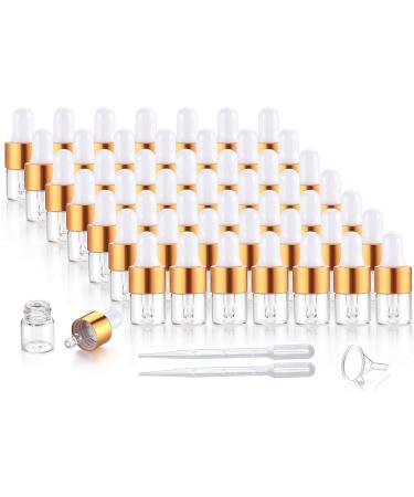 50 Pcs Mini Dropper Bottles Empty Glass Tincture Bottles with Golden Caps Perfume Sample Vials for Essential Oils&Body Oil&Liquids Traveling DIY Containers Included Pipette&Funnel (1ml) - Buy Online on GoSupps.com