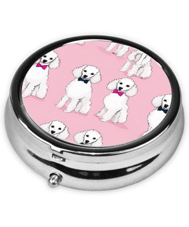Poodles Dogs Mini Round Pill Box | 3 Compartment Travel Organizer | Portable Pill Case for Home & Office - Buy Online on GoSupps.com