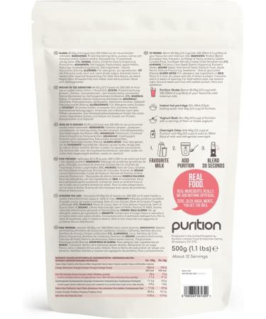 Purition Vegan Strawberry Meal Replacement Shake 500g - High Protein, Dairy Free, Low Sugar, Keto Friendly for Weight Management - Gluten Free - 12 Servings - Buy Online on GoSupps.com