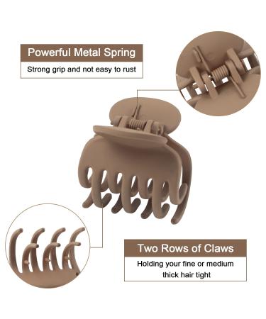 Medium Claw Hair Clips for Thin Fine Hair - Matte Double Row Jaw Clip for Women and Girls (4 Pack) - Black Brown Khaki Light Pink - Buy Online on GoSupps.com