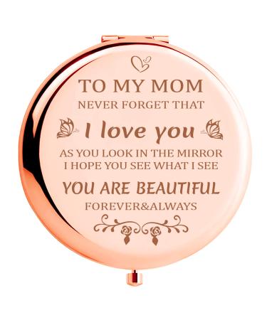 Gifts for Mom from Daughter Son  Mothers Day Birthday Gifts for Mom- I Love You Mom Rose Gold Compact Mirror  Unique Mom Gifts for Mother Stepmom Women Mothers Day Christmas Valentines Day Anniversary