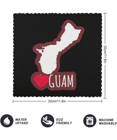 Love Heart Guam Kitchen Dishcloth 12x12 Inches Dish Towels Super Absorbent Dish Cloths for Washing Cleaning - Buy Online on GoSupps.com