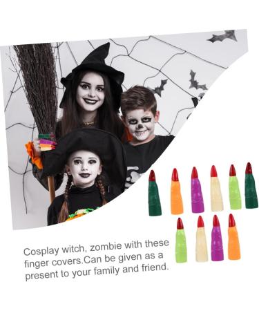 FRCOLOR 50 Pcs Fake Finger Cot Witch Fake Finger Nail Vampire Costume Nails Finger Nails for Halloween Martian Witch Fingers Halloween Party Costume Favors Fingernail Make up Plastic - Buy Online on GoSupps.com