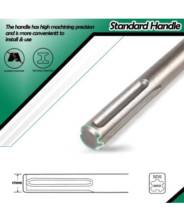 Monkey King Bar 12INCH SDS Max Bits Set - 3 pcs Rotary Hammer Drill Chisel Bits for Drilling - Point, Scaling, Flat Chisels - 11 INCH - Buy Online on GoSupps.com