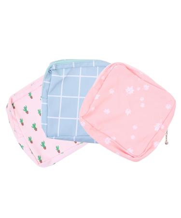 SEWOART 3 Pcs 1 Set Aunt's Towel Storage Bag Pouch Holder Mini Cosmetic Bag Zipper Wallet Sanitary Napkin Purse Sanitary Napkin Bags Period Pad Pouch Lipstick Storage Bags Chic Diaper Pads