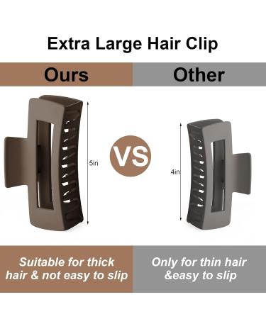 Nahalesy 5 Extra Large Claw Clips for Thick Hair - Strong Grip Matte Big Hair Clips - 4PCS XL Claw Clips for Thick Long Hair - Neutral Jumbo Claw Clips - Buy Online on GoSupps.com
