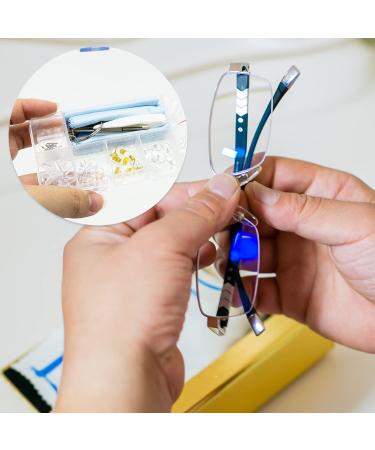 25 Pairs Silicone Screw-in Glasses Nose Pads Kit | Eyeglass Repair Set with Screws, Tweezer, and Cleaning Cloth - Buy Online on GoSupps.com