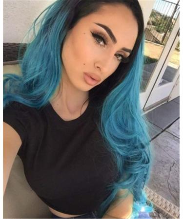 Buy Blue Black Curly Wig for Women - Long Synthetic Hair for Cosplay & Anime | Brazilian Wavy Style - Buy Online on GoSupps.com