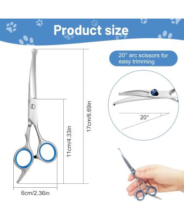 Curved Dog Grooming Scissors - Stainless Steel Pet Fur Scissors for Dogs & Cats - Safety Round Tip - Buy Online on GoSupps.com