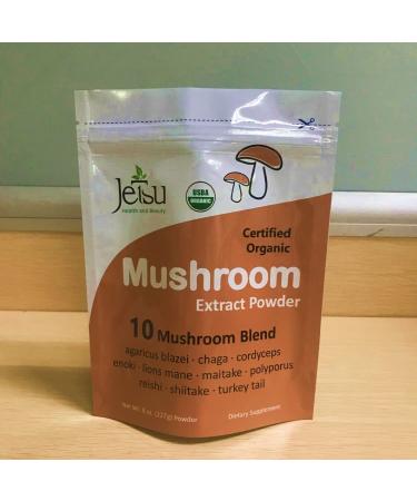 Organic Mushroom Extract Powder - 10 Blend Lions Mane, Cordyceps, Reishi, Shiitake, Turkey Tail - Nootropic Brain Supplement for Energy, Focus & Immune Support - Buy Online on GoSupps.com