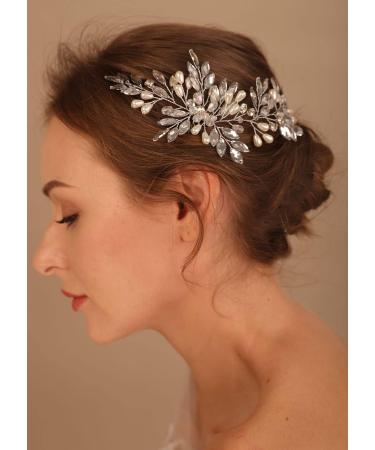 Deniferymakeup Bridal Hair Comb Bridal Hair Vine Crystals Bridal Wedding Hairpiece Wedding Hair Vine Pearl Hair Vine with Comb for Women and Girls (Style 5) - Buy Online on GoSupps.com