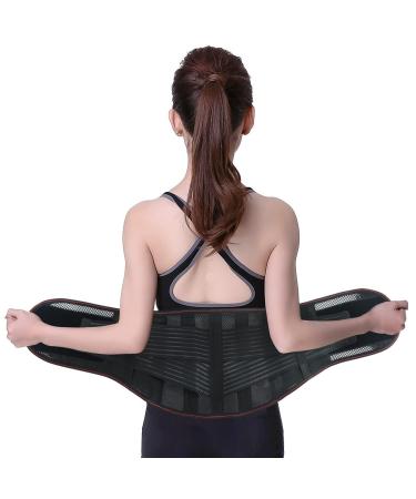 Adjustable back bandage breathable waist and back keeping corrections with 3 removable upholstery mesh lumbar decompression belt men women Women Wicking (color: black size: m) m black