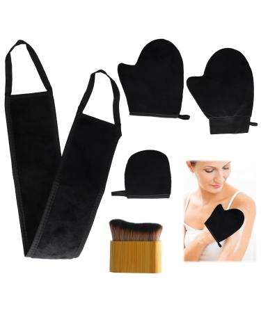 Back Tanning Applicator 3 in 1 Self Tanner Kit Self Tanning Mitt Soft and Skin-Friendly Reusable and Washable for Women Girls and Men (Black)