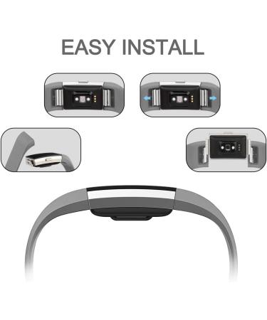 Buy Tobfit Replacement Silicone Sports Bracelets for Fitbit Charge 2 - 2-Pack Black & Gray | Durable & Comfortable Fitness Bands - Buy Online on GoSupps.com