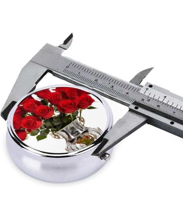 Red Roses Printed Round Pill Box - 3 Compartment Mini Portable Travel Organizer for Vitamins & Medications - Buy Online on GoSupps.com