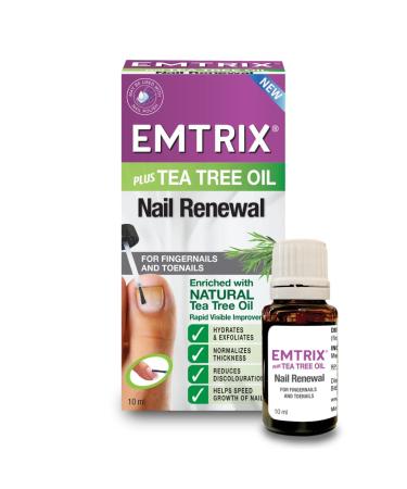 Emtrix Nail Renewal with Natural Tea Tree Oil For Damaged Nails | Nail Strengthener and Healthy Nail Growth Product | For Fingernails and Toenails | Vegan Friendly | 10 ml