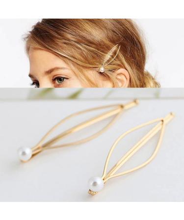 Aneneicera vintage pearls hair clip set barrette boho gold hairpin retro hair clip decorative daily wear hair clamps hair bobby pins wedding hair jewelry for women and girls 2 pieces