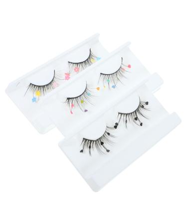 FOMIYES 9 Pairs Sequin False Eyelashes Colored Eyelashes Cosplay Lashes Color Lashes Lashes with Color Pride Outfit Colored Lashes Pride Makeup Natural Miss Imitation Flower Stickers
