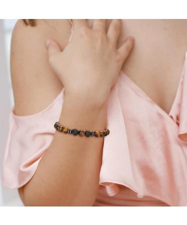 Karjiaja 3 PCS Tigers Eye Bracelet - Natural Stone Chakra Crystal Beads Agate Gemstones for Women - Healing Positivity, Anxiety Relief, Yoga Reiki - Elastic - Buy Online on GoSupps.com