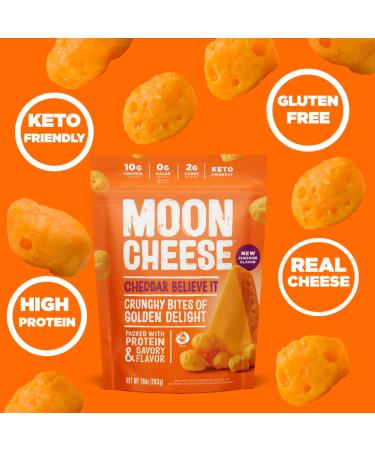 Moon Cheese Cheddar Believe It 1 oz 12-Pack - Crunchy Protein-Rich Cheese Snack | Keto Friendly | 100% Real Cheddar Cheese - Buy Online on GoSupps.com