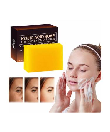 Prime Shopping Online Turmeric Kojic Acid Soap Bar Black Removal Bar Contains Vitamin C Collagen Infused With Vitamin E Skin Support Soap Solve Blackheads Pimples and Skin Blemishes (1 Pack) 1 Count (Pack of 1) Yellow