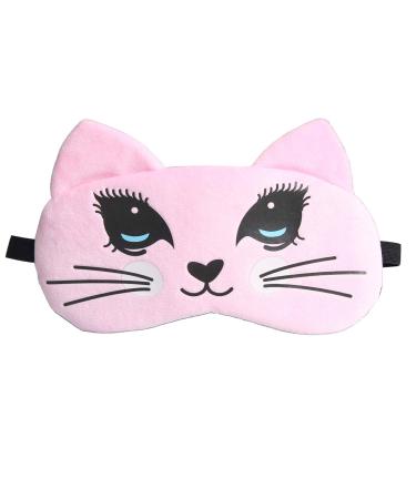 MEETINGU Cute Eye Mask for Sleeping Cute Animal Sleeping Eye Cover Soft and Lightweight Animal Cat Blindfolds Night Sleep Eye Masks Eye Mask Blindfolds for for Women Kids Adult Girls Boys (Pink