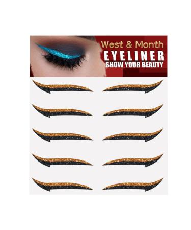 Stick On Glitter Eyeliner Strips | Instant Self-Adhesive Sparkle Eyeliner Stencil 5 Pairs - Eyeliner Sticker with Glitter Effect, Makeup Eye Stickers for Women and Tedious