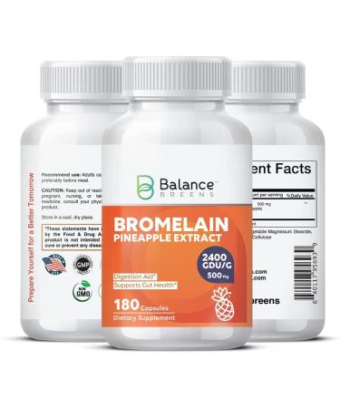 Bromelain Pineapple Extract 500mg Capsules - 180 Count | Supports Digestion, Inflammatory Response, Joint Health & Nutrient Absorption - Balance Breens - Buy Online on GoSupps.com