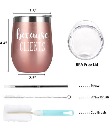 GTmileo Clients Gifts: Stainless Steel Insulated Wine Tumbler - Perfect Christmas & Birthday Gifts for Coworkers, Social Workers, Hairdressers, Lawyers, Realtors - 12oz Rose Gold - Buy Online on GoSupps.com