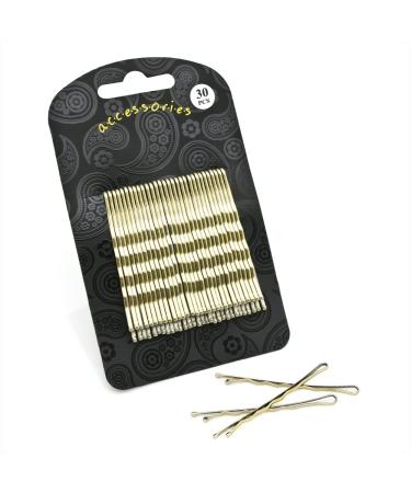 Set of 30 long gold traditional hair clips 6 cm (2.4")