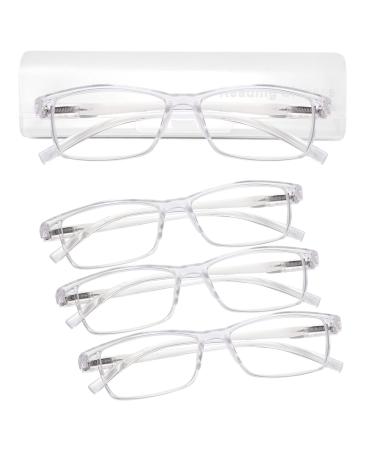 LUFF 4Pcs Anti-Blue Ray Reading Glasses Portable Ultralight Readers 2.0X Transparent