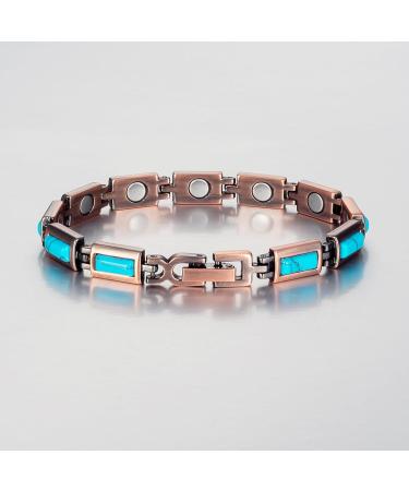 Yinox Women's Vintage Pure Copper Bracelet with 12 Magnetic Tabs - Magnetic Hardship Jewelry for Health & Style - Buy Online on GoSupps.com