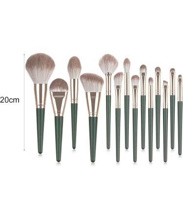Makeup Brushes 14Pcs/Set Fan Brush Soft Fine Bristle Easy to Clean Safe Reused Professional Beauty Accessory Lightweight Green Tube Fan Makeup - Buy Online on GoSupps.com
