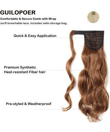 Guilopoer Wrapped Ponytail 55 cm Long Curly Hairpiece Braid Clip in Ponytail Wavy Curly Synthetic Hair Extension for Women (4/30) - Buy Online on GoSupps.com