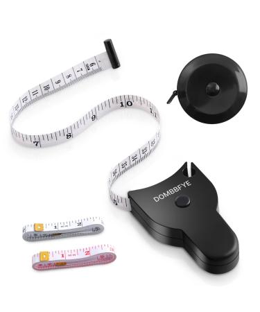 4 Pieces Body Tape Measure Body Measuring Tape Weight Loss, Retractable Push Button and Double Scale, Measuring Tape for Body Measurements Cloth Soft Small Waist Fabric Sewing Tailor, 150cm/60inch Black