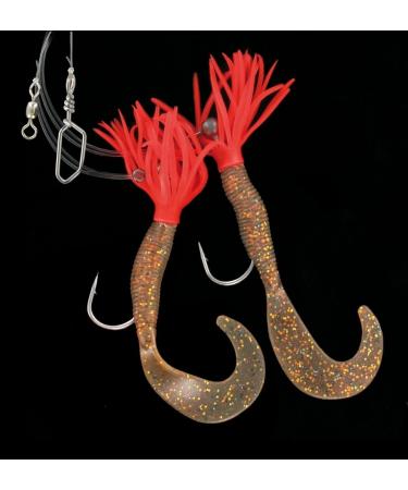 Fringed pilk leader with two side arms Japan red/brown/motor oil-coloured fringe twister from Jenzi