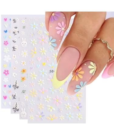Nail ticker self -adhesive 4 sheet 5d nail art sticker flowers nail sticker 5D stereoscopic nail ticker nail stickers nail design nail foil self -adhesive nail foil for diy nail decoration - Buy Online on GoSupps.com