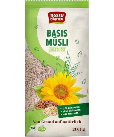 Rosengarten Rosengarten Basic Organic Unsweetened Muesli (2 x 2000 g) - Buy Online on GoSupps.com